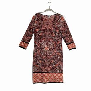 London Times Multicolor Floral Paisley 3/4 Sleeve Tunic Dress - Size 10